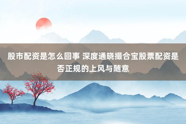 股市配资是怎么回事 深度通晓撮合宝股票配资是否正规的上风与随意