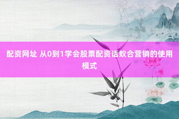 配资网址 从0到1学会股票配资话蚁合营销的使用模式