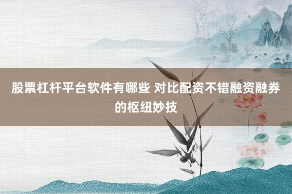股票杠杆平台软件有哪些 对比配资不错融资融券的枢纽妙技